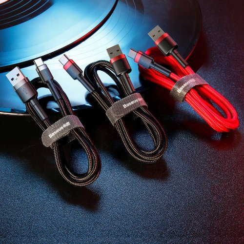 Кабель Baseus cafule Cable USB For Type-C 3A 1M (CATKLF-BG1) - Gray+Black