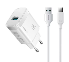 Сетевое зарядное устройство JoyRoom JR-TF4 18W Charger EU +A9 A to C 3A 1m-White