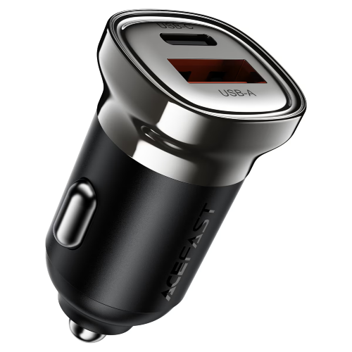 Автомобильное зарядное устройство ACEFAST B19 PD30W (USB-C+USB-A) car charger - Metal gray