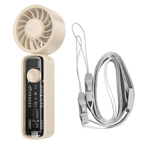 Портативный вентилятор HOCO HX602 transparent foldable fan - Apricot