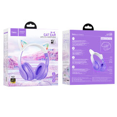 Наушники HOCO W42 cat ears BT headphones - Purple Grape