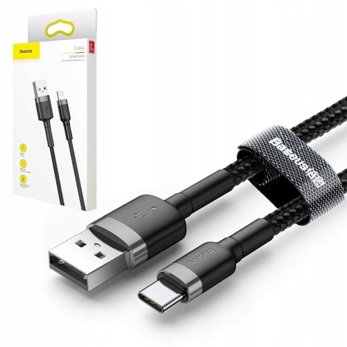 Кабель Baseus cafule Cable USB For Type-C 2A 2M (CATKLF-CG1) - Gray+Black