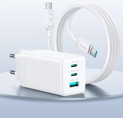 Сетевое зарядное устройство JoyRoom JR-TG10 65W GaN Charger - (EU)+A14 C to C 100W 1.2m-White