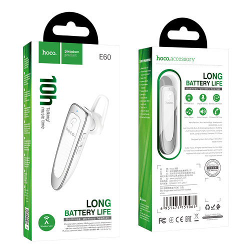 Гарнитура hoco E60 Brightness business BT headset - White