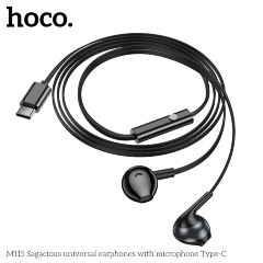 Наушники HOCO M115 Sagacious universal earphones with microphone (Type-c) - Black