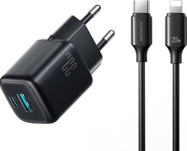 Сетевое зарядное устройство JoyROOM JR-TG7 33W Dual-Port Charger EU)+A9 C to L 30W 1m-Black