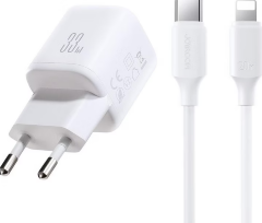 Сетевое зарядное устройство JoyRoom JR-TG7 33W Dual-Port Charger EU)+A9 C to L 30W 1m-White