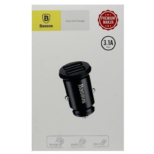 Автомобильное зарядное устройство Baseus Grain Car Charger (Dual USB 5V 3.1A) (CCALL-ML01) - Черный