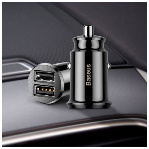 Автомобильное зарядное устройство Baseus Grain Car Charger (Dual USB 5V 3.1A) (CCALL-ML01) - Черный