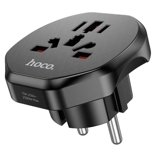 Сетевой адаптер Hoco AC6 Unimpeded universal conversion plug (EU) - Черный