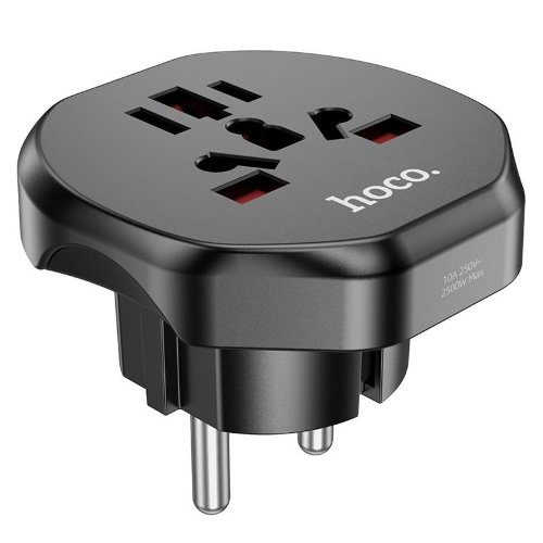 Сетевой адаптер Hoco AC6 Unimpeded universal conversion plug (EU) - Черный