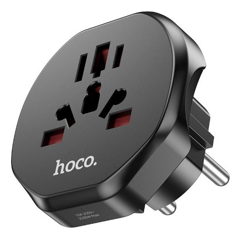 Сетевой адаптер Hoco AC6 Unimpeded universal conversion plug (EU) - Черный
