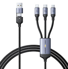 Кабель JoyRoom S-A21 Speedy Series 100W 3-in-1 Fast Charging Cable (USB-A to L+C+M) 1.2m-Black