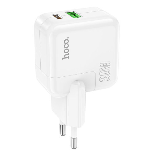 Зарядный конвертер HOCO C111A lucky dual port PD30W+QC3.0 charger (EU) - White