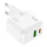 Зарядный конвертер HOCO C111A lucky dual port PD30W+QC3.0 charger (EU) - White