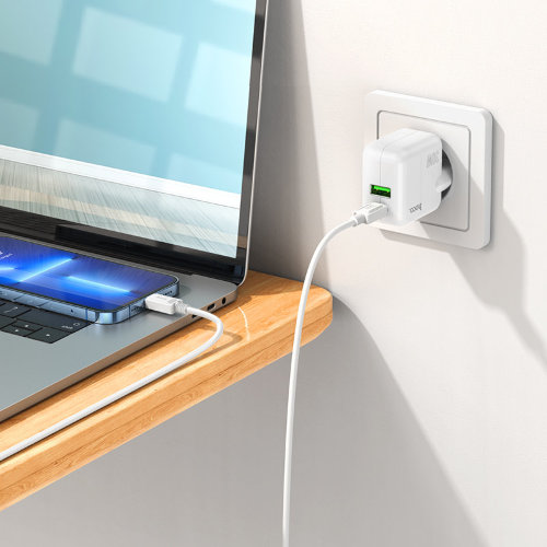 Зарядный конвертер HOCO C111A lucky dual port PD30W+QC3.0 charger (EU) - White