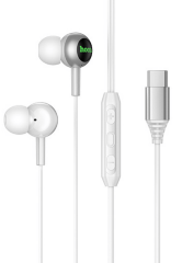 Беспроводные наушники HOCO M120 Gratified wire control digital earphones with microphone Type-c - Silver