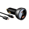 Автомобильное ЗУ Baseus Digital Display PD3.1 Dual Fast Charger Car Charger U+C 140W Set - Obsidian Black (With Superior Series Fast Ch) (CGZX070001)