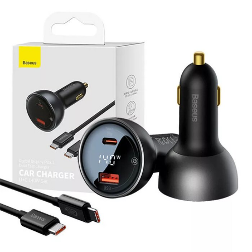 Автомобильное ЗУ Baseus Digital Display PD3.1 Dual Fast Charger Car Charger U+C 140W Set - Obsidian Black (With Superior Series Fast Ch) (CGZX070001)