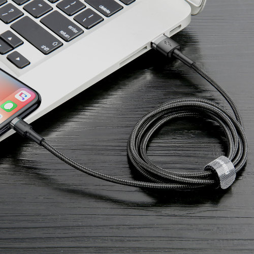 Кабель Baseus cafule Cable USB For lightning 2.4A 0.5M (CALKLF-AG1) - Gray+Black
