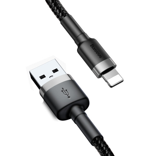 Кабель Baseus cafule Cable USB For lightning 2.4A 0.5M (CALKLF-AG1) - Gray+Black