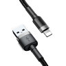 Кабель Baseus cafule Cable USB For lightning 2.4A 0.5M (CALKLF-AG1) - Gray+Black