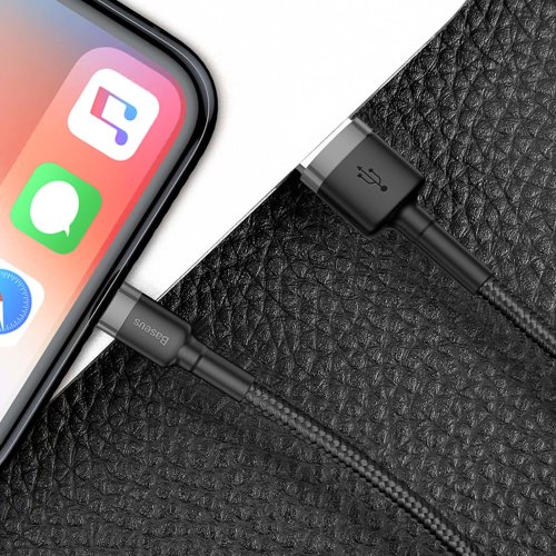 Кабель Baseus cafule Cable USB For lightning 2.4A 0.5M (CALKLF-AG1) - Gray+Black