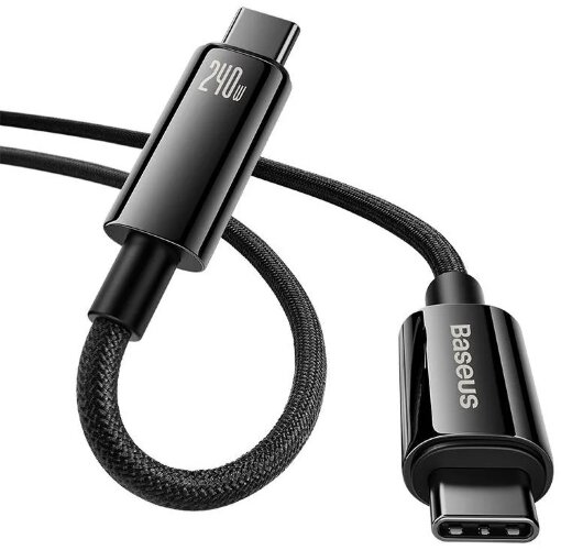 Кабель Baseus Tungsten Gold Fast Charging Data Cable Type-C to Type-C 240W 2m (CAWJ040101) - Черный