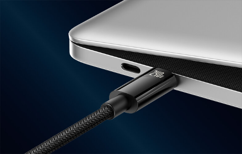 Кабель Baseus Tungsten Gold Fast Charging Data Cable Type-C to Type-C 240W 2m (CAWJ040101) - Черный