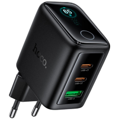 Сетевое зарядное устройство HOCO N79 Sapiencia PD65W(2C1A) charger with TFT display set(Type-c to Type-c) - Black