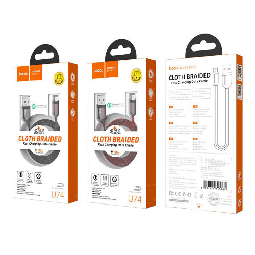 Кабель hoco U74 Grand charging data cable for Micro - Black
