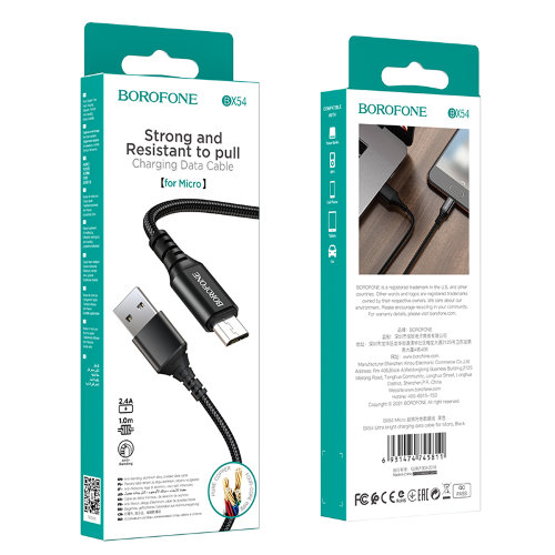 Кабель Borofone BX54 Ultra bright Micro 2.4А 1 м - Black