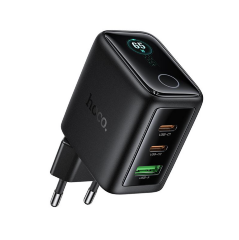 Сетевое зарядное устройство HOCO N79 Sapiencia PD65W(2C1A) charger with TFT display(EU) - Black