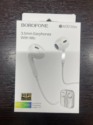 Наушники Borofone BM30 Max Acoustic Jack 3.5mm 1.2 м - White