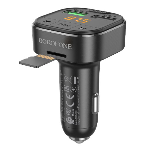 Автомобильное ЗУ/FM-трансмиттер Borofone BC43 Flash, 2*USB - Черный