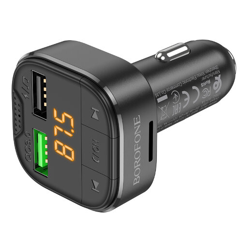 Автомобильное ЗУ/FM-трансмиттер Borofone BC43 Flash, 2*USB - Черный