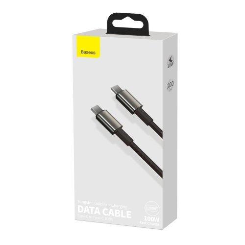 Кабель Baseus Tungsten Gold Fast Charging Data Cable Type-C to Type-C 100W 2m (CATWJ-A01) - Black