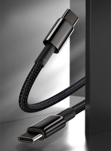 Кабель Baseus Tungsten Gold Fast Charging Data Cable Type-C to Type-C 100W 2m (CATWJ-A01) - Black