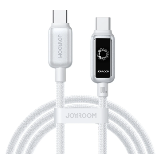 Кабель JoyRoomS-A55 StarFlight Series 100W Auto Power-Off Fast Charging Data Cable Type-C to Type-C 1.2m - White
