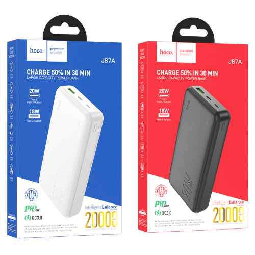 Power Bank hoco J87A Tacker PD20W+QC3.0 (20000mAh) - Белый