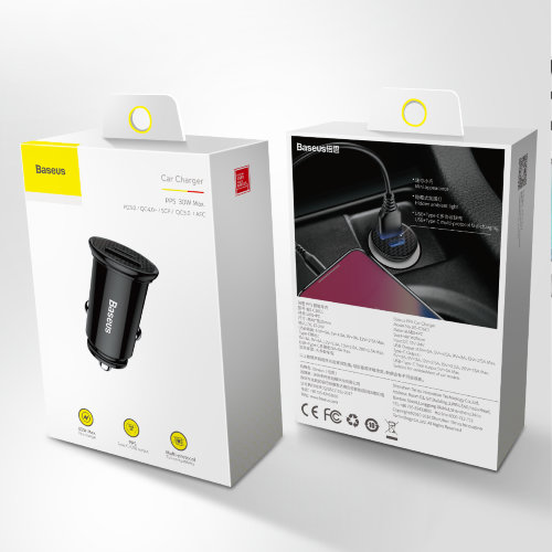 Автомобильное зарядное устройство Baseus Circular Plastic A+C 30W PPS Car Charger (CCALL-YS01) - Black