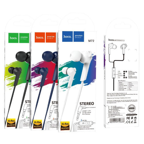 Наушники hoco M72 Admire universal earphones with mic - White