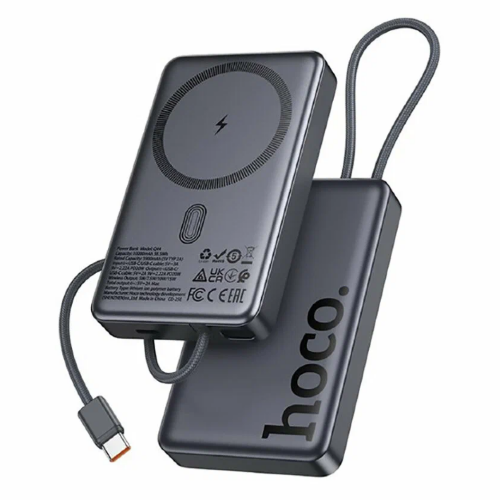 Внешний Аккумулятор HOCO Q44 Origen dual PD20W magnetic power bank with cable dark(10000mAh) Metal gray