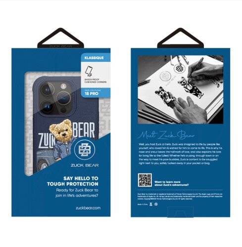 Чехол ZUCK BEAR Cover For IP 15 Pro Max leather D.Blue (WAE)