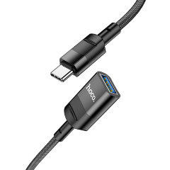 Кабель Hoco U107 Type-C male to USB female USB3.0 charging data sync extension cable - Black