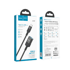 Кабель Hoco U107 Type-C male to USB female USB3.0 charging data sync extension cable - Black