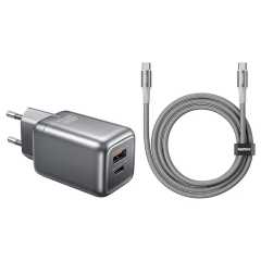 Сетевое зарядное устройство Remax Windspeed Series 45W GaN Travel charger +C-C data cable set (CA-25)(AC45W) EU - Tarnish
