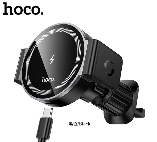 Автомобильный Держатель HOCO HW35 Power electric magnetic wireless fast charging car holder(air outlet) Black
