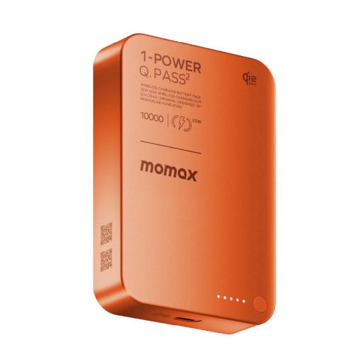 Внешний аккумулятор MOMAX 1-Power S.Pass Magnetic wireless Battery Pack 10000mAh (IP162Q2CNM) - Orange