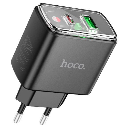 Сетевой адаптер Hoco CS42A Smart PD30W+QC3.0 Charger (EU) - Black